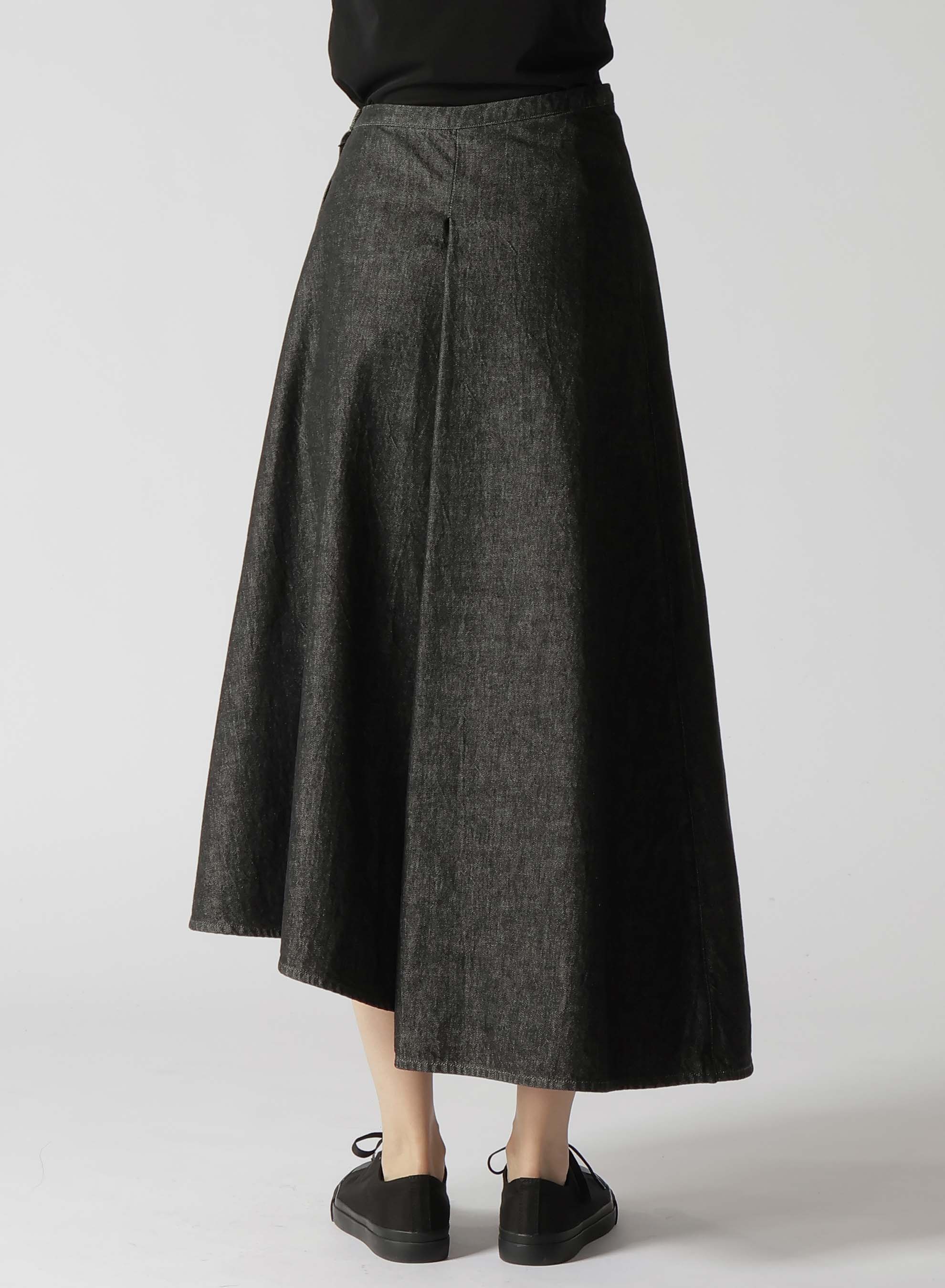 10OZ UNEVEN YARN DENIM CURVED WAIST SKIRT - Image 5