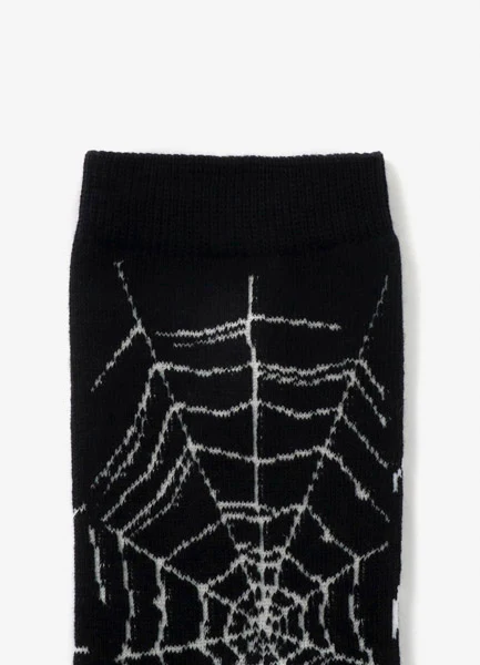 COTTON PLAIN STITCH SPIDER WEB SOCKS - Image 5