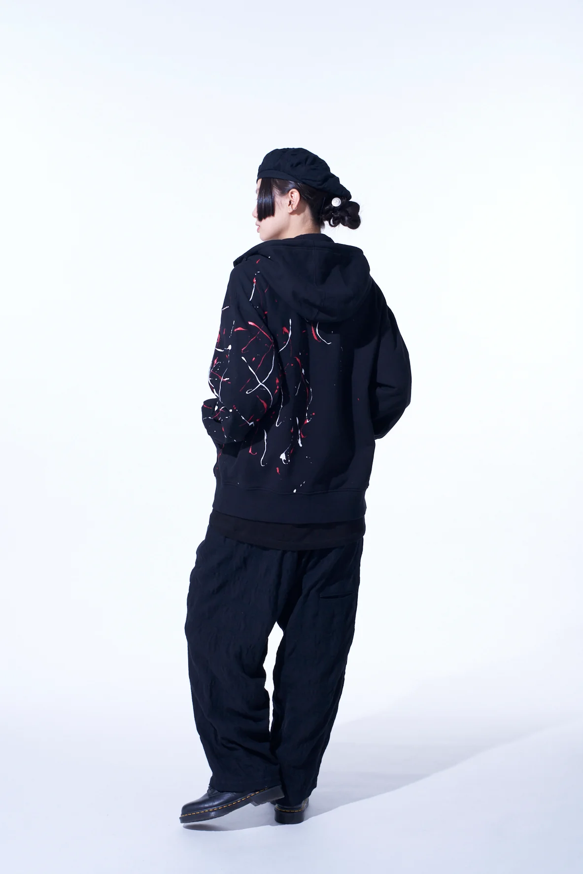 FRENCH TERRY SPLASH PAINTED ZIP-UP HOODIE RED - Image 7